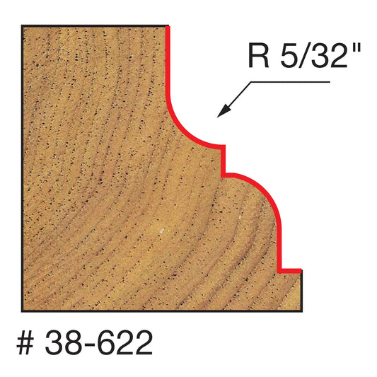 Freud, 38-622 5/32'' Radius Classical Cove & Round Router Bit 1/4'' Shank