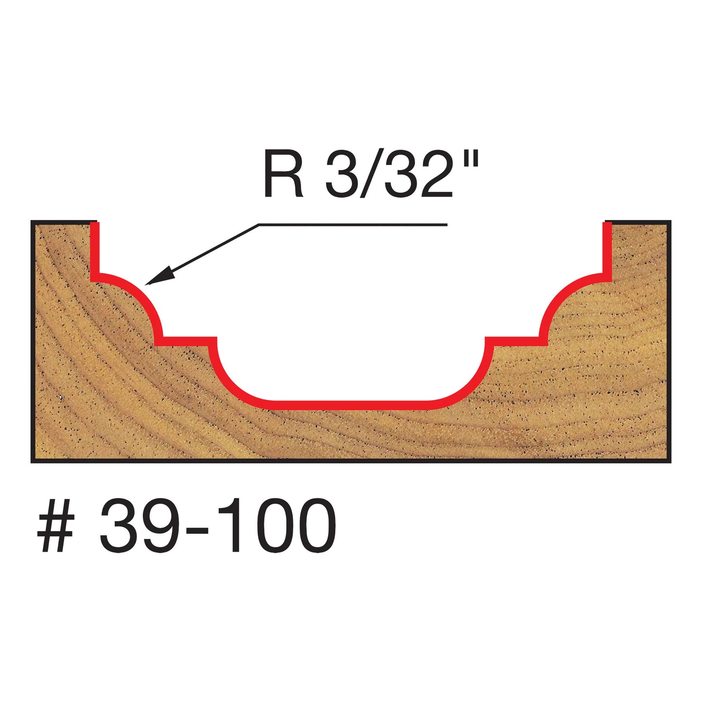 Freud, 39-100 3/32'' Radius Cove & Bead Groove Router Bit 1/4'' Shank