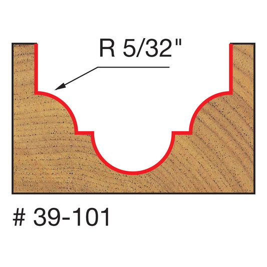 Freud, 39-101 5/32'' Radius Cove & Bead Groove Router Bit 1/4'' Shank