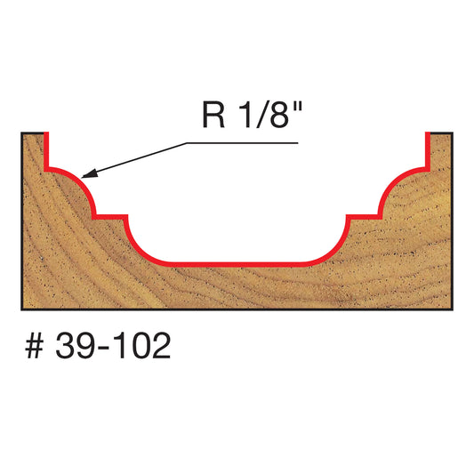 Freud, 39-102 1/8'' Radius Cove & Bead Groove Router Bit 1/4'' Shank