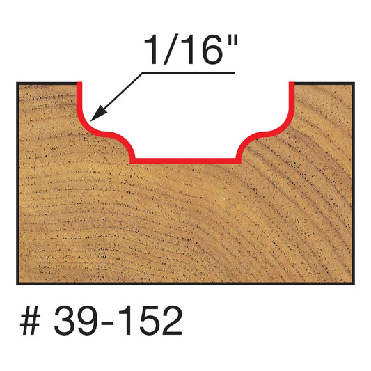 Freud, 39-152 1/16in Radius Ogee Groove Router Bit 1/4'' Shank