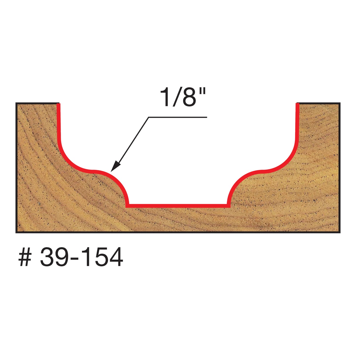 Freud, 39-154 Embout à rainure en doucine à rayon 1/8'', tige 1/4''