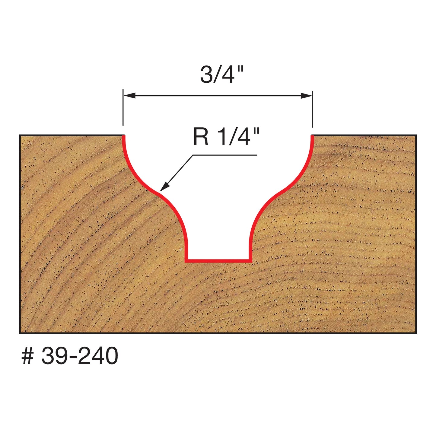 Freud, 39-240 1/4'' Radius Ogee Grove Router Bit 1/4'' Shank