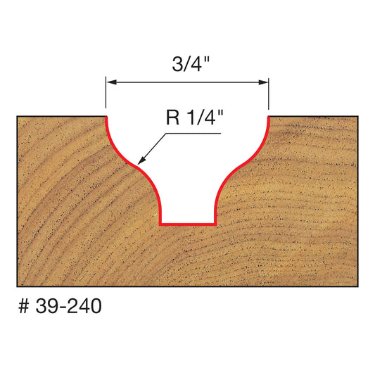 Freud, 39-240 1/4'' Radius Ogee Grove Router Bit 1/4'' Shank