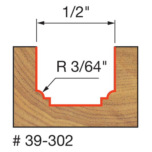 Freud, 39-302 3/64'' Radius Classical Beading Groove Router Bit 1/4'' Shank