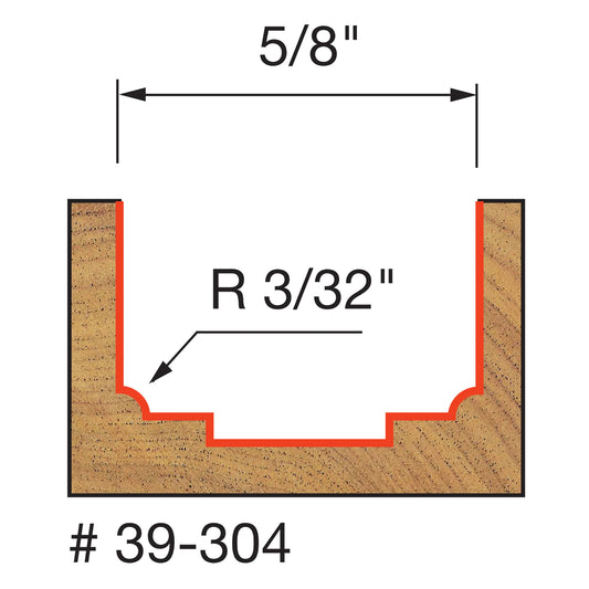 Freud, 39-304 3/32'' Radius Classical Beading Groove Router Bit 1/4'' Shank