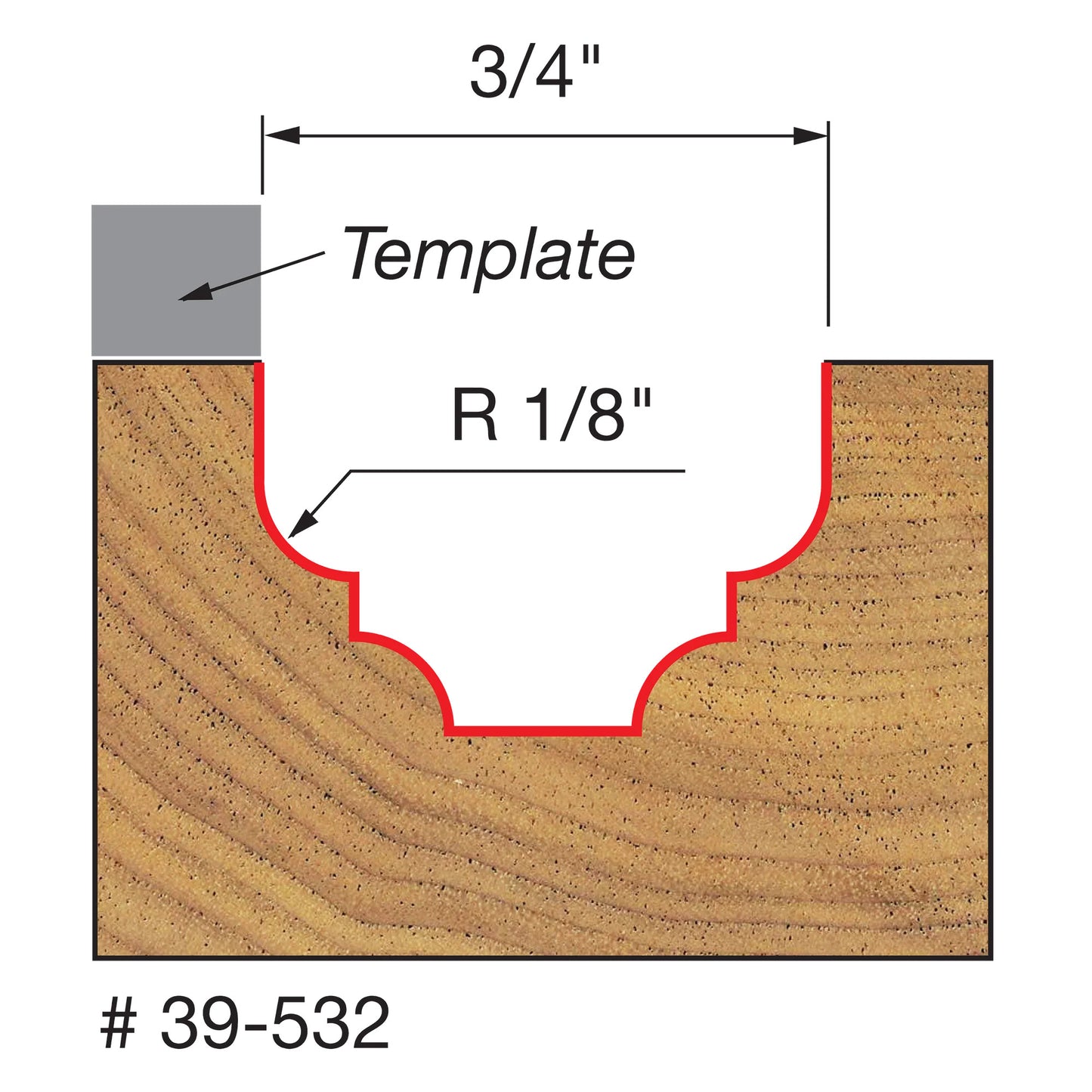 Freud, 39-532 1/8'' Radius Top Bearing Cove & Bead Groove Router Bit 1/4'' Shank