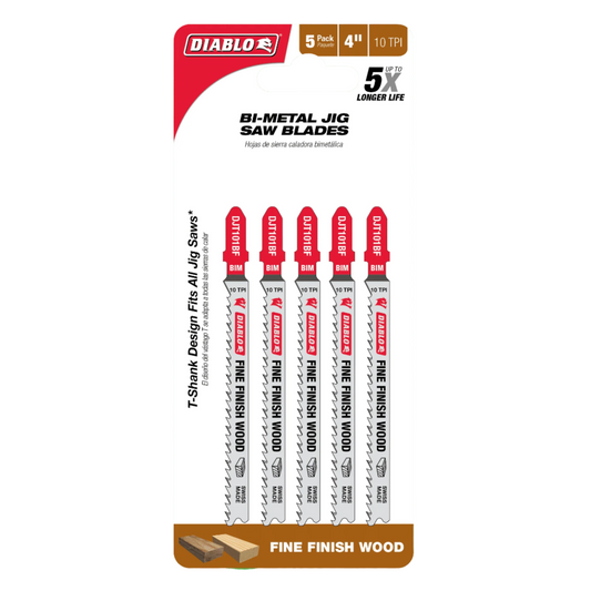 Diablo, DJT101BF5 Bi-Metal T-Shank Jig Saw Blades 5 Pk