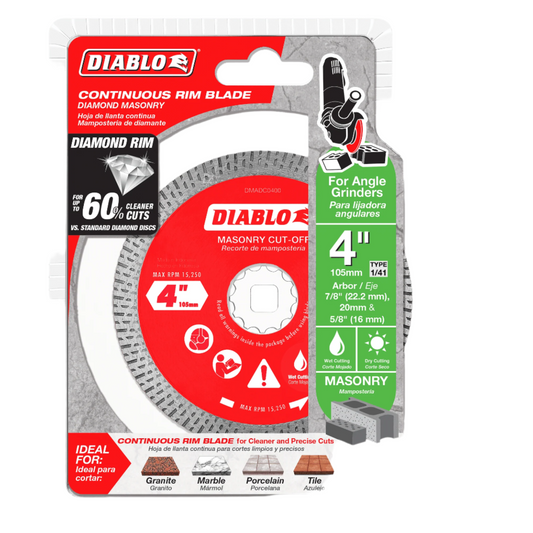 Diablo Diamond Continuous Rim Cut-Off Discs for Masonry