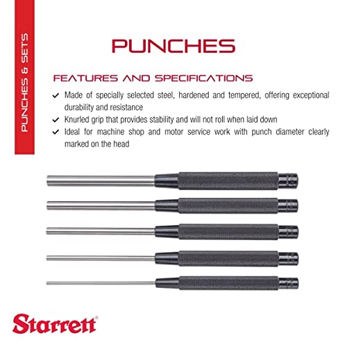 Starrett, S248PC Drive Pin Punch Set 5 Pc