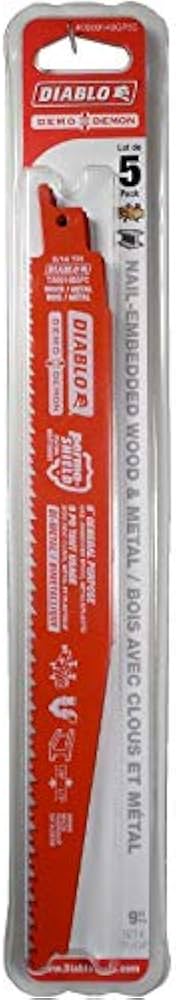 Diablo, DS0914BGP5C 9" 8/14 Tooth Multi Purpose Reciprocating Saw Blades 5 Pack