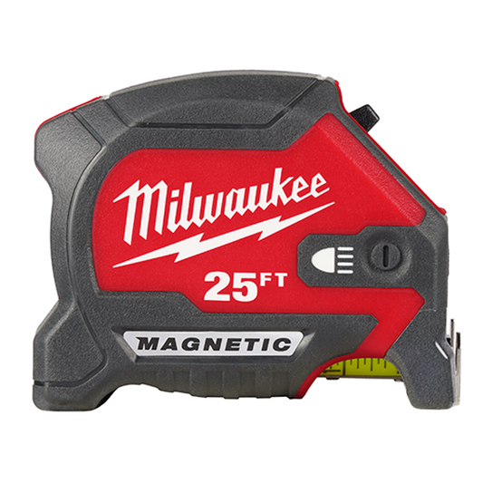 Milwaukee 48‑22‑0428 25 ft Compact Wide‑Blade Magnetic Tape Measure with LED