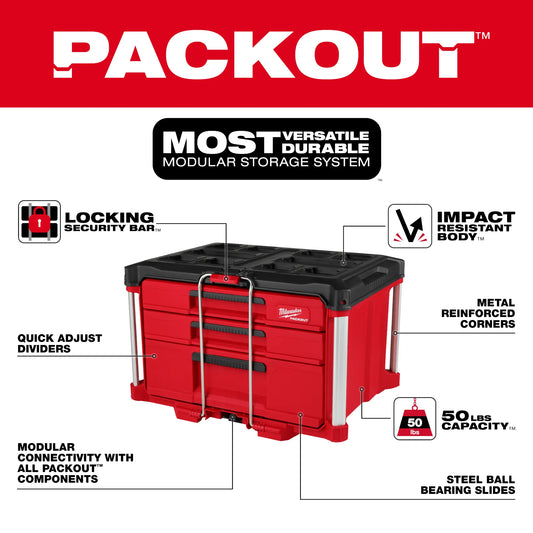 Milwaukee 48-22-8447 PACKOUT Multi-Depth 3 Drawer Tool Box