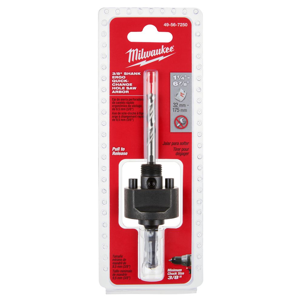 Milwaukee, 49-56-7250 Large Thread Quick Change Arbor, 3/8" Shank
