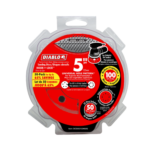 Diablo, DCD050100H50G 5'' ROS Disc Hook & Lock™ 100 Grit - 50pk