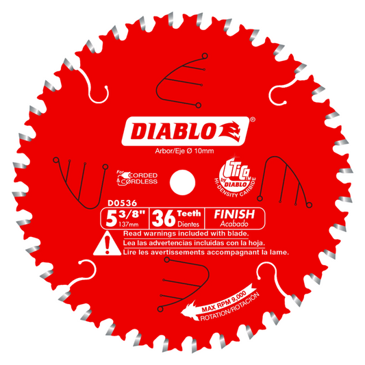 Freud D0536X Diablo Lame de scie sans fil, finition ATB, 5-3/8 pouces, 36 dents, avec arbre de 10 mm, 14055