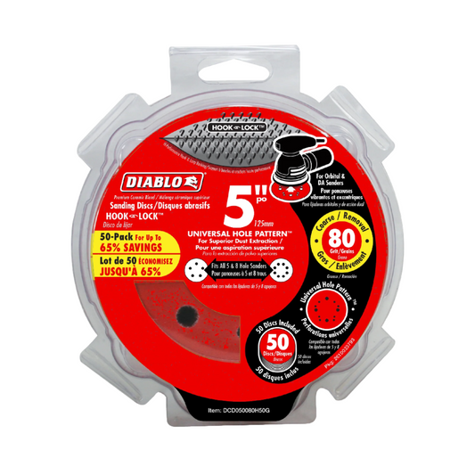 Diablo, DCD050080H50G 5'' ROS Disc Hook & Lock™ 80 Grit - 50pk