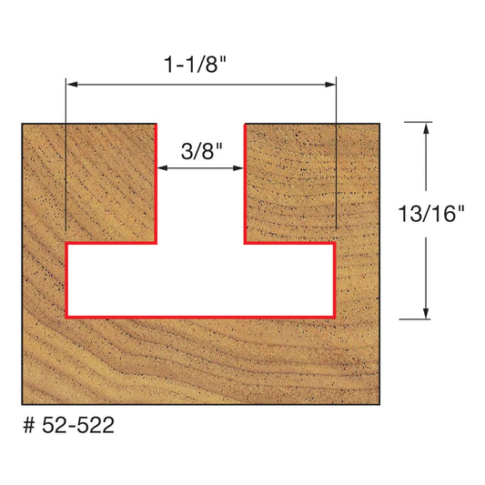 Freud, 52-522 1-1/8'' Dia T-Slot Router Bit 1/2'' Shank