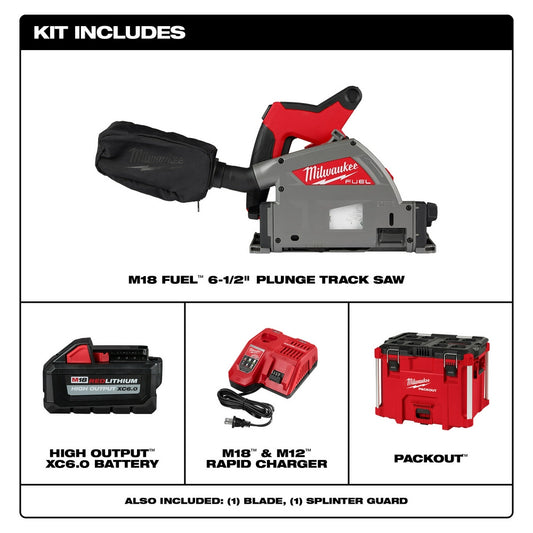 Milwaukee, 2831-21 M18 FUEL 6-1/2" Plunge Track Saw Kit