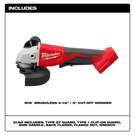Milwaukee, 2686-20 M18 4-1/2in - 5in Brushless Cut-Off Grinder with Paddle Switch