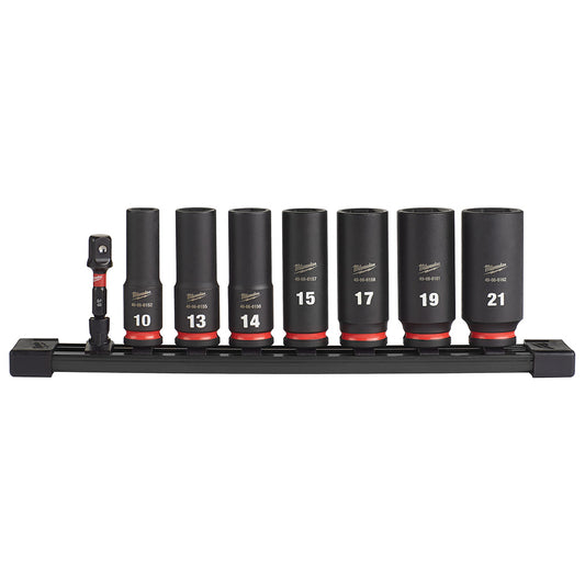 Milwaukee, 49-66-7021 SHOCKWAVE Impact Duty 3/8" Drive Metric Deep 6 Point Socket Set (8 pc)