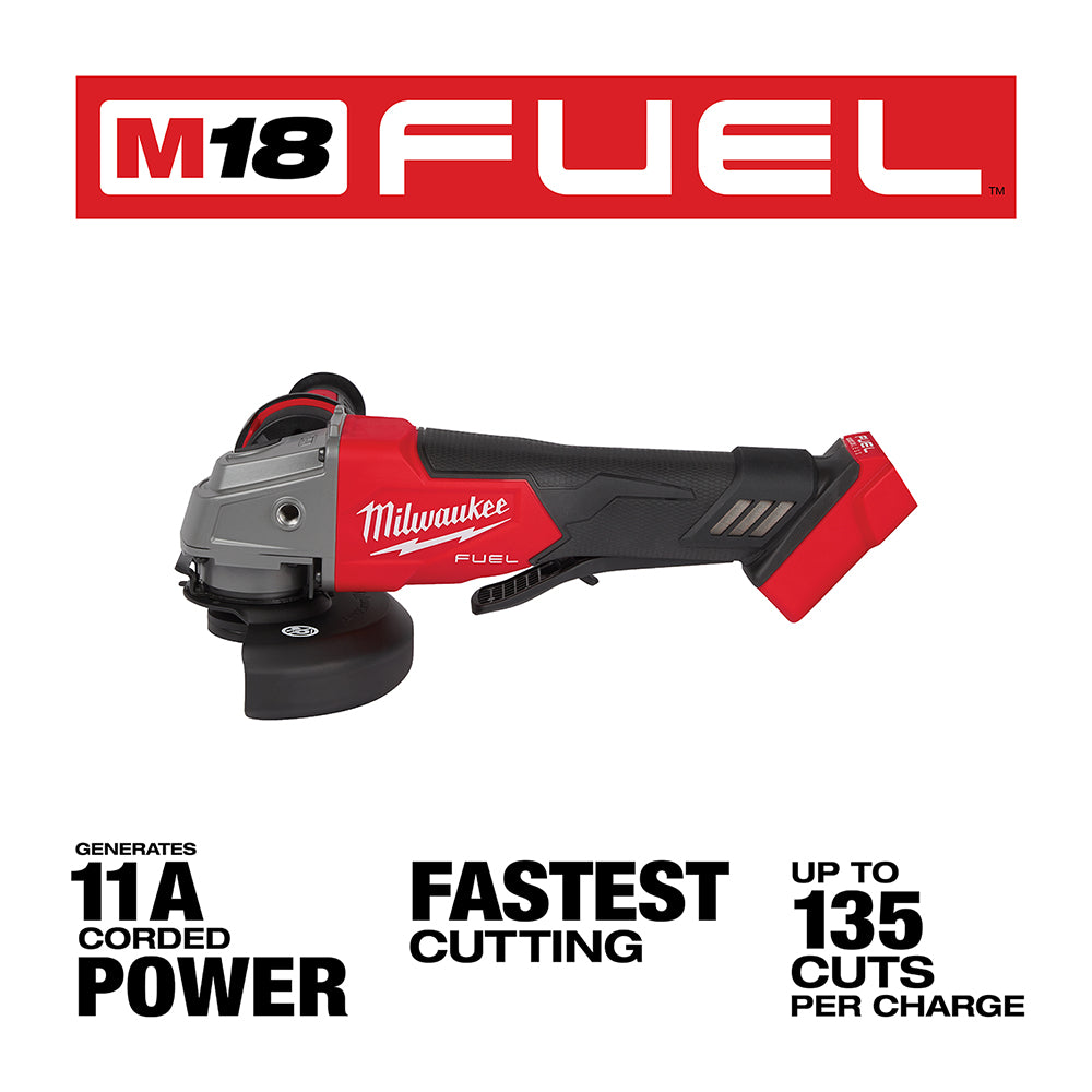 Milwaukee® 2880-20 M18 FUEL 18 Volt Lithium-Ion Brushless Cordless grinder 4-1/2 in. / 5 in. Grinder Paddle Switch, No-Lock