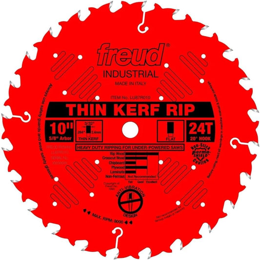 Freud, LU87R010 10-Inch 24 Teeth Thin Kerf Ripping Saw Blade with 5/8-Inch Arbor and Perma-Shield Coating