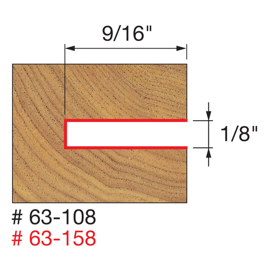 Freud, 63-158 Jeu de fraises à rainurer 1/8'', tige 1/2'' 13206