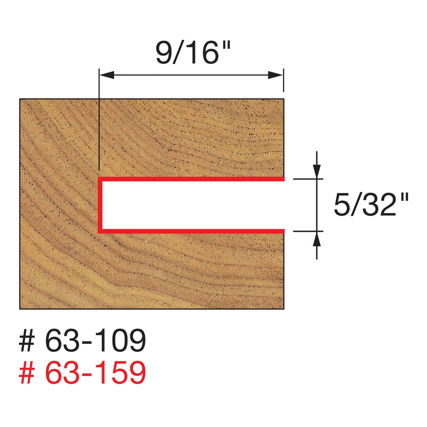 Freud, 63-159 Jeu de fraises à rainurer 5/32'', tige 1/2'' 13211