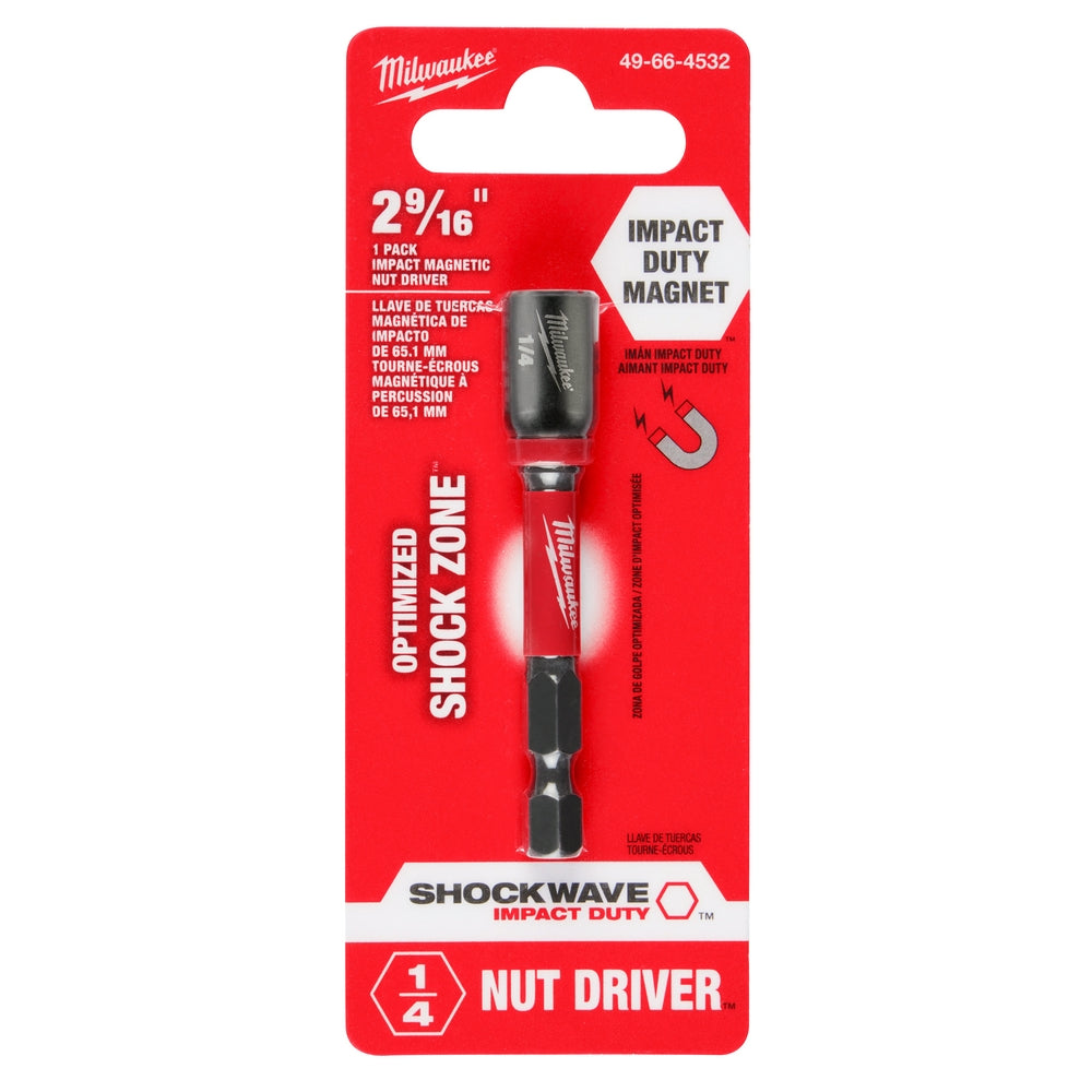Milwaukee, 49-66-4532 SHOCKWAVE Impact Duty 1/4" x 2-9/16" Magnetic Nut Driver