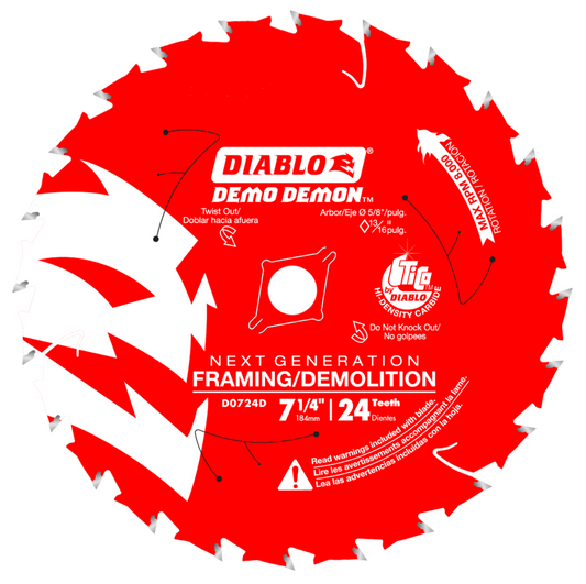 DIABLO - DEMO DEMON 7 1/4'' Framing and Demolition Saw Blade D0724DA