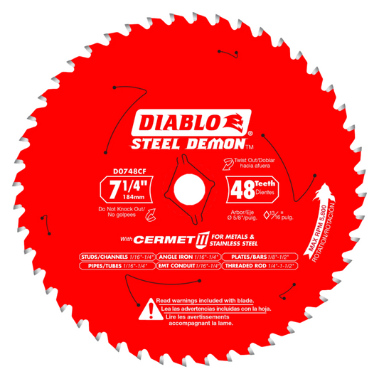 Diablo, D0748CF Steel Demon 7-1/4" Cerment, Metal and Stainless Steel Cutting Saw Blade