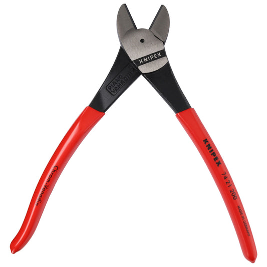KNIPEX 74 21 200 8" High Leverage Angled Diagonal Side Cutters