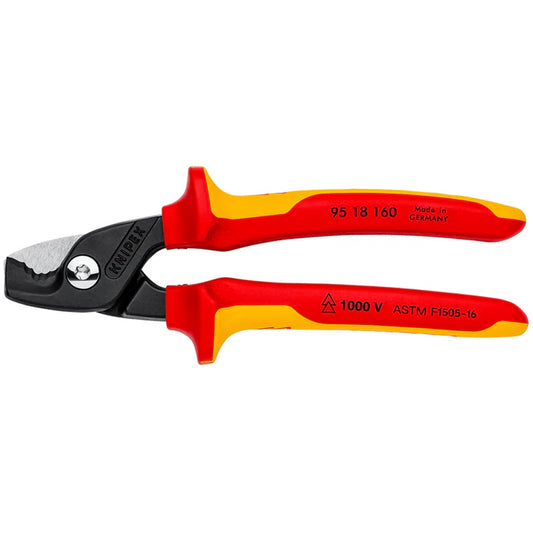 Knipex 6 1/4" Step Cut Cable Shears-1000V Insulated 95 18 160 US