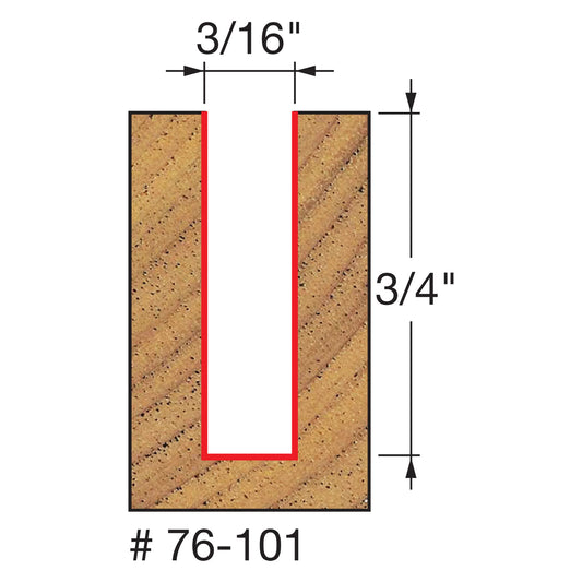 Freud, 76-101 3/16'' Down Spiral Bit / Double Flute Router Bit 1/4'' Shank