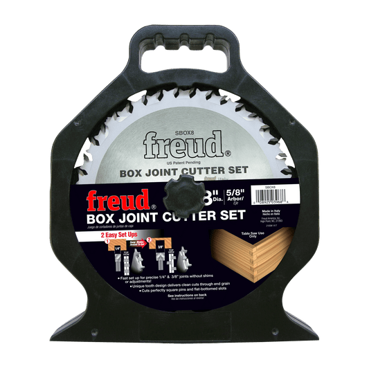 Freud SBOX8 8'' Box Joint Cutter Set 1/4'' X 3/8'' Dado 5/8'' Arbor