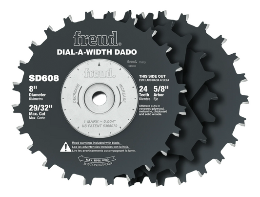 Freud, SD608 8'' Dial-A-Width Stacked Dado Set 5/8'' Arbor