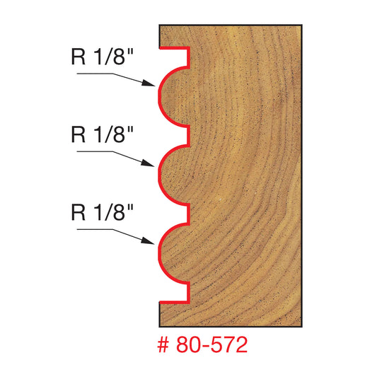 Freud, 80-572 1/8'' Radius Triple Beading Router Bit 1/2'' Shank