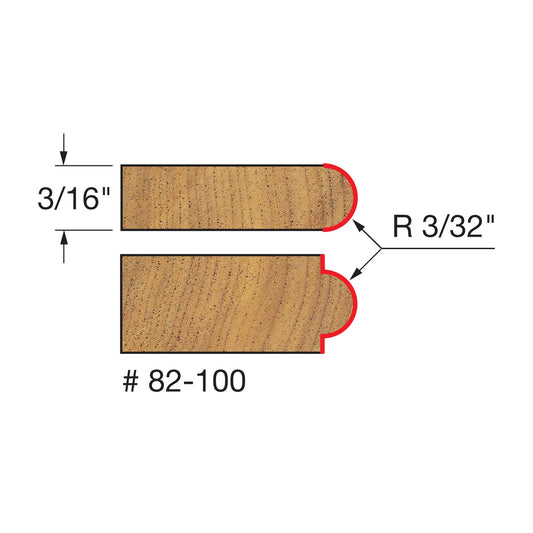 Freud, 82-100 3/32'' Radius Half Round Router Bit 1/4'' Shank
