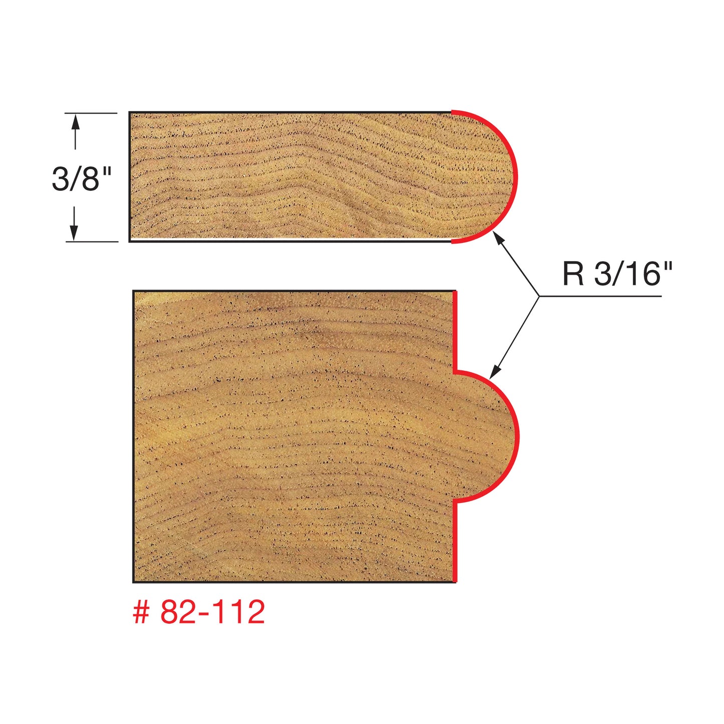 Freud, 82-112 3/16'' Radius Half Round Router Bit 1/2'' Shank