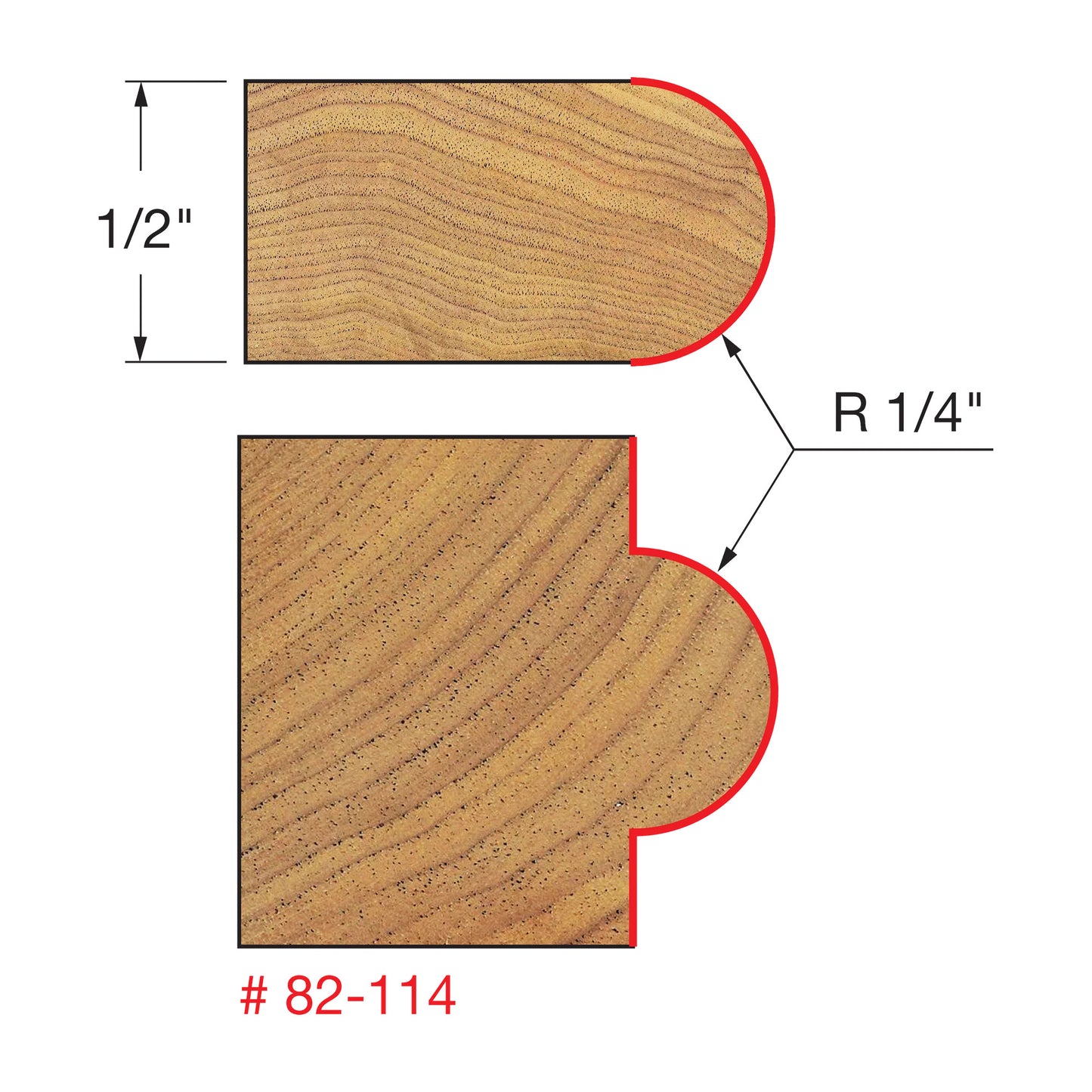 Freud, 82-114 1/4'' Radius Half Round Router Bit 1/2'' Shank