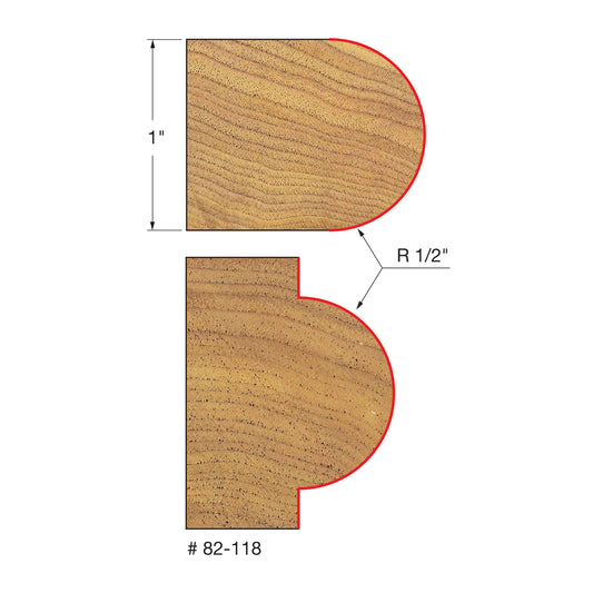 Freud, 82-118 1/2'' Radius Half Round Router Bit 1/2'' Shank