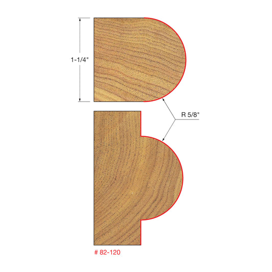 Freud, 82-120 5/8'' Radius Half Round Router Bit 1/2'' Shank