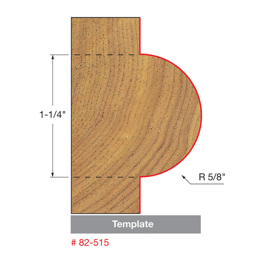 Freud 82-515 5/8'' Radius Half Round Bit w/Bearing 1/2'' Shank