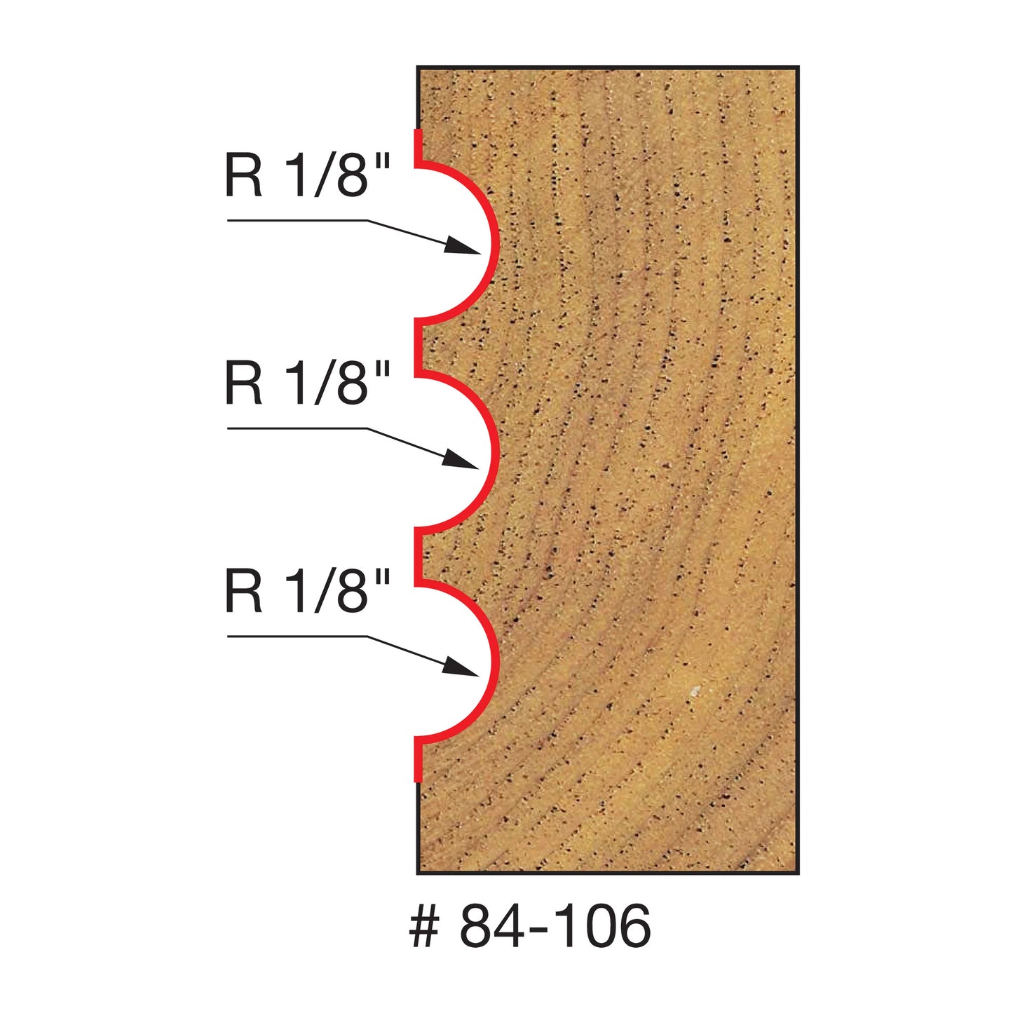 Freud, 84-106 1/8'' Radius Triple Fluting Router Bit 1/4'' Shank
