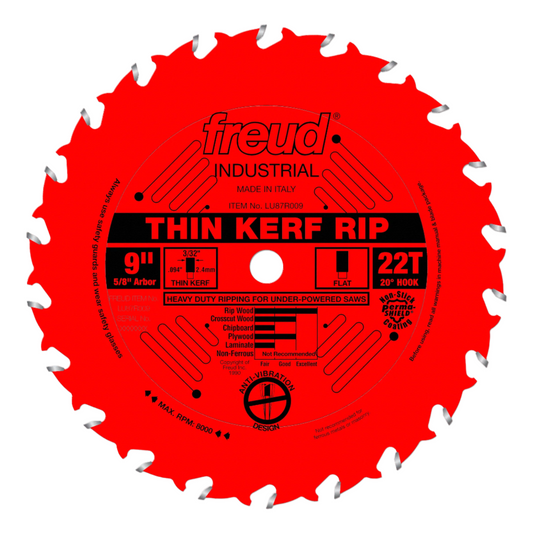 Freud, LU87R009 9'' Thin Kerf 22 Tooth Rip Blade