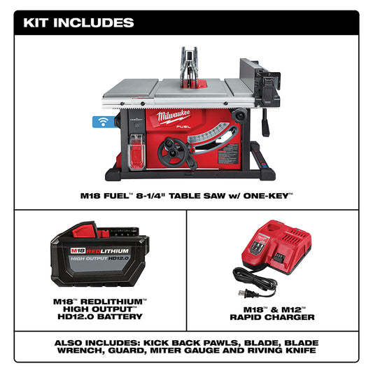 Milwaukee, 2736-21HD M18 FUEL 8-1/4in Portable Table Saw