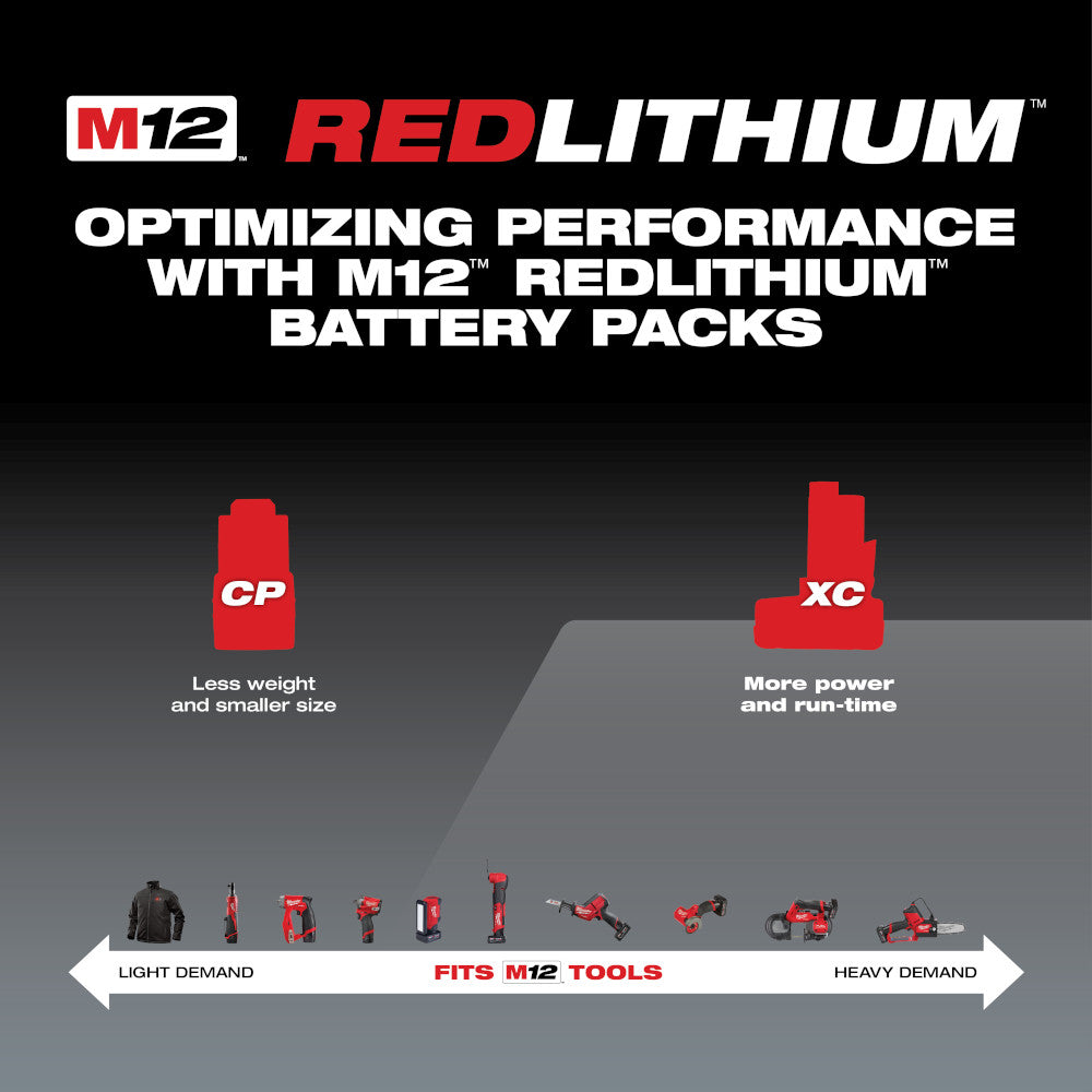 Milwaukee, 48-11-2412 Batterie M12 REDLITHIUM XC - paquet de 2