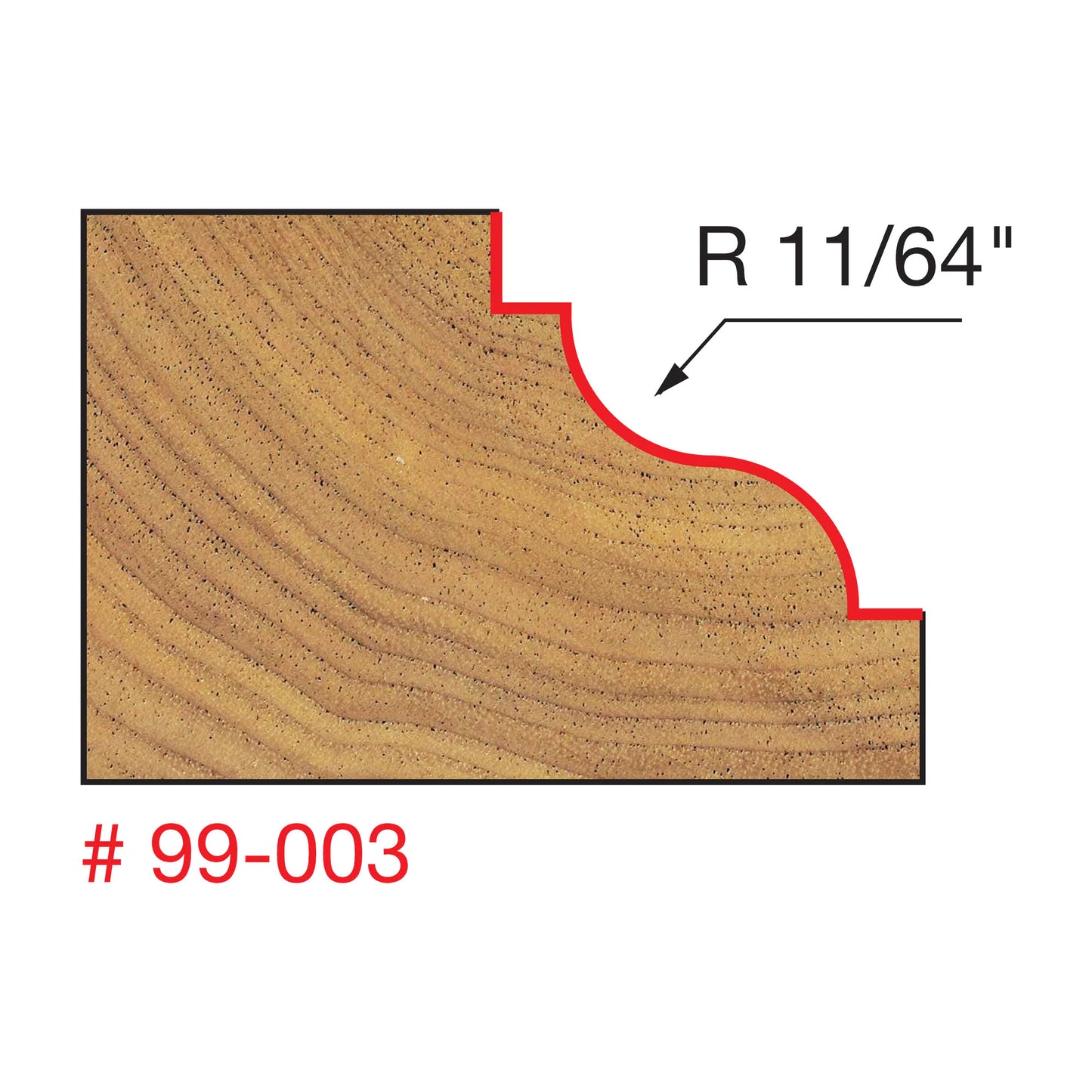 Freud, 99-003Q Embout doucine à double filet à rayon de coupe quadra-cut 11/64'', tige 1/2''