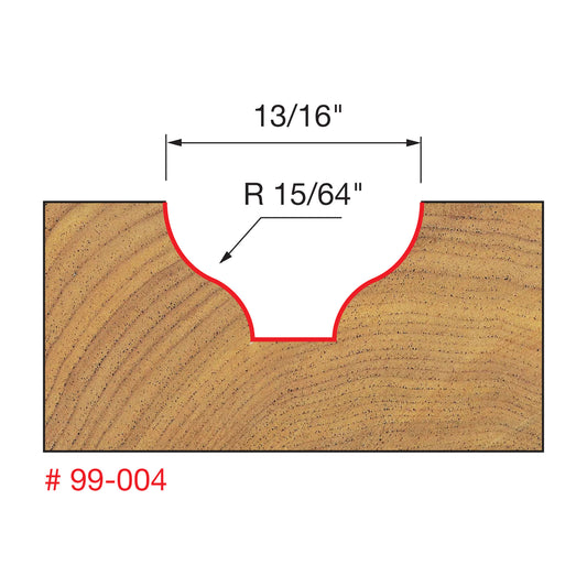 Freud, 99-004 15/64'' Radius Ogee Grove Router Bit 1/2'' Shank
